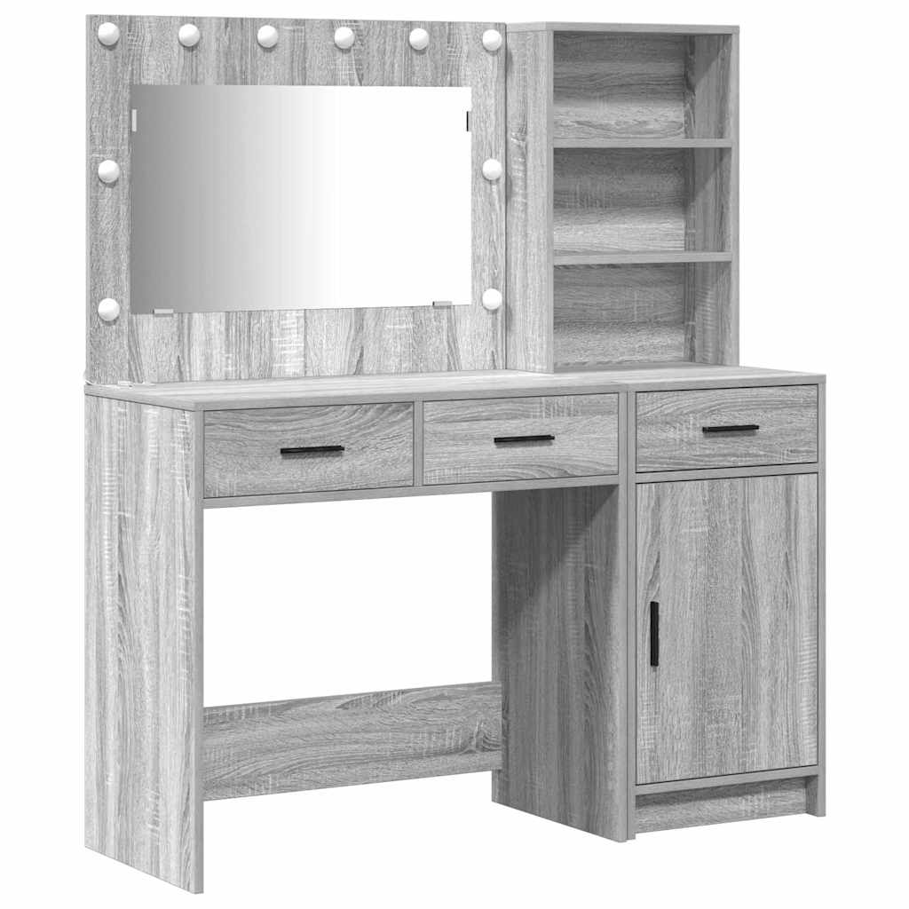 Schminktisch mit Spiegelbeleuchtung 2 pcs Weiß Holzwerkstoff
