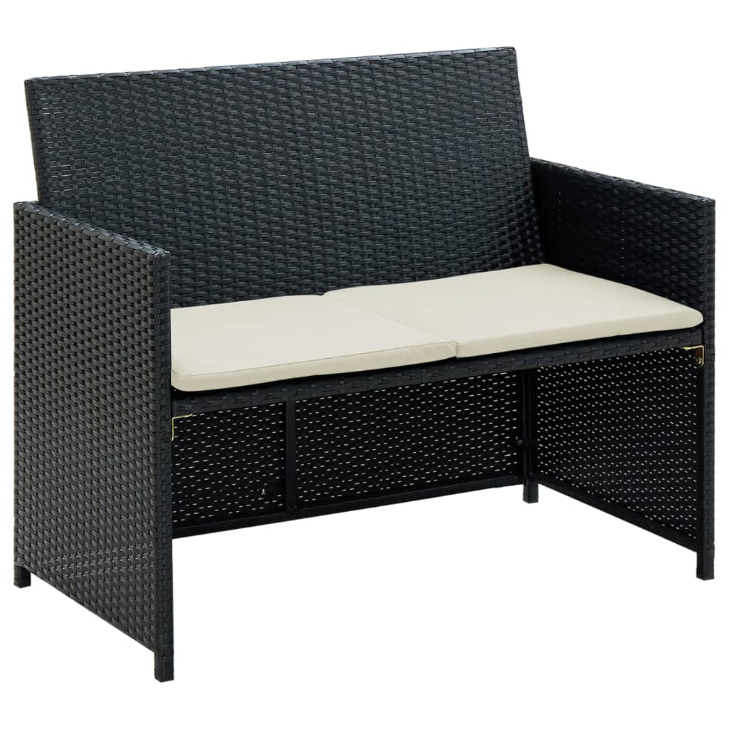2-Sitzer-Gartensofa mit Polstern Braun Poly Rattan