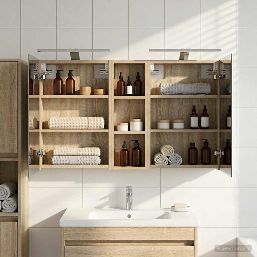 Badezimmerschrank-Set 3 pcs 80 x 10,5 x 50 cm Holzwerkstoff