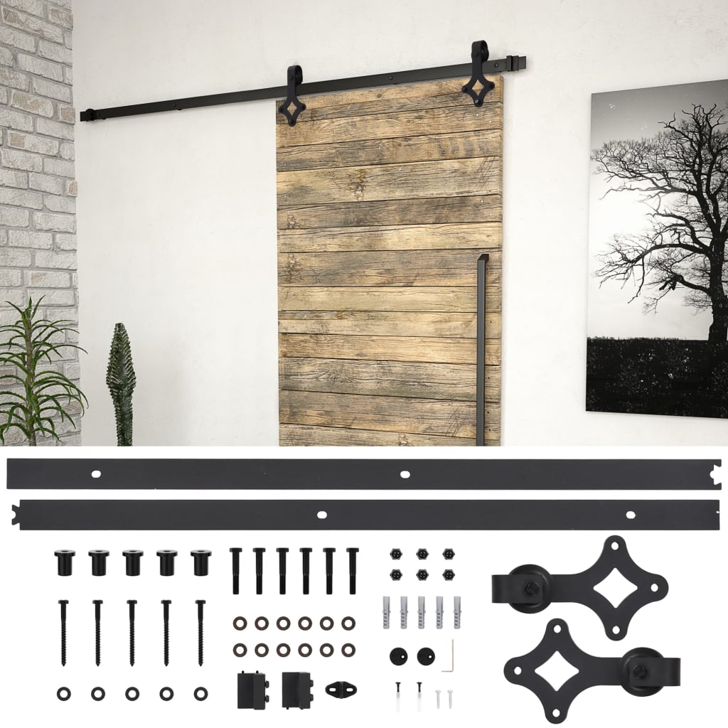 Schiebetürbeschlag-Set SKIEN 183 cm Stahl Schwarz