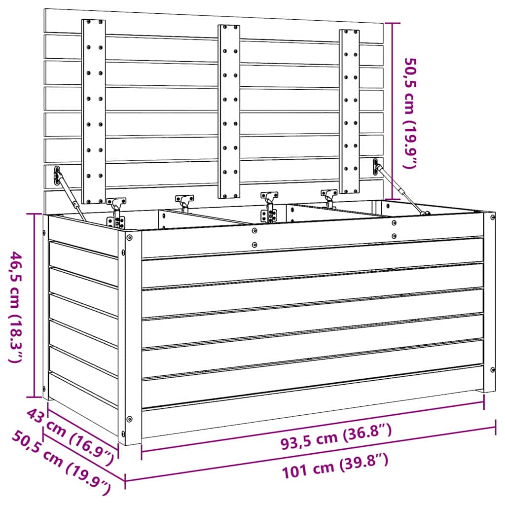 Gartenbox 101x50,5x46,5 cm Massivholz Kiefer
