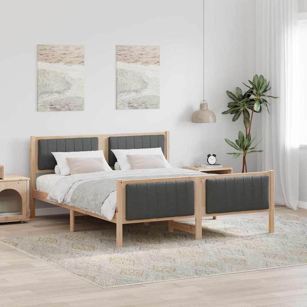 Bettgestell Braun und hellgrau 200 x 200 cm Massivholz Kiefer