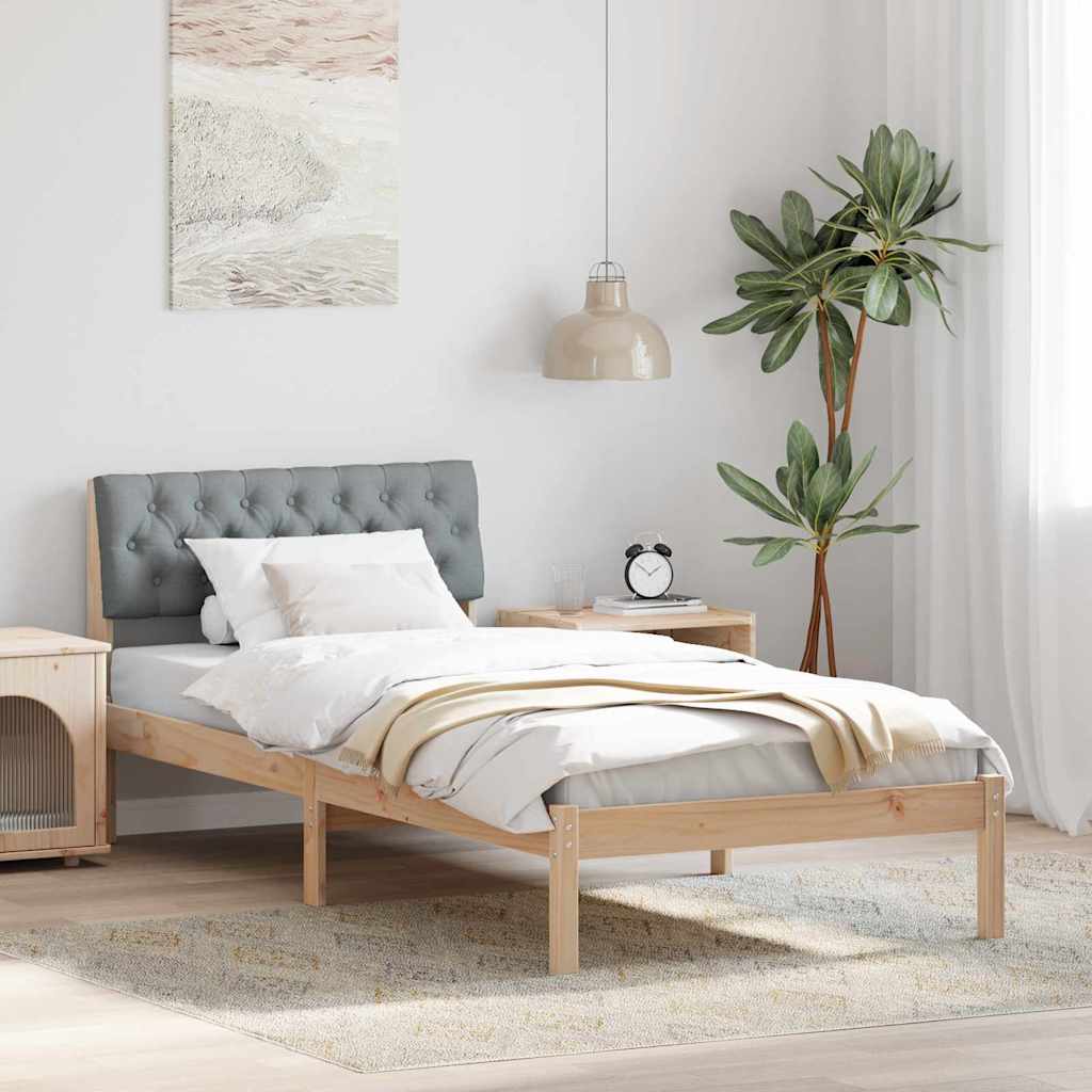 Bettgestell Braun und hellgrau 200 x 200 cm Massivholz Kiefer