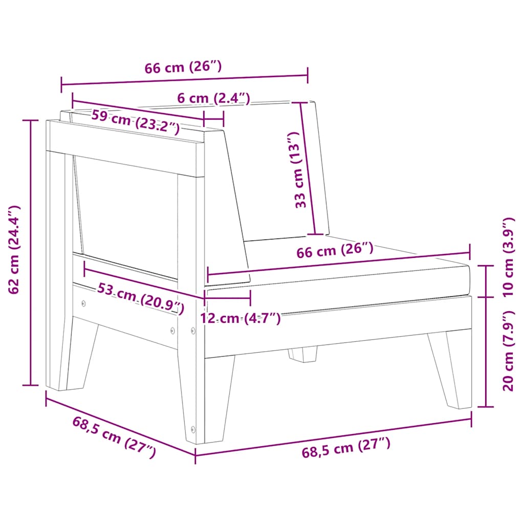 2-tlg. Garten-Lounge-Set mit Auflagen Massivholz Akazie