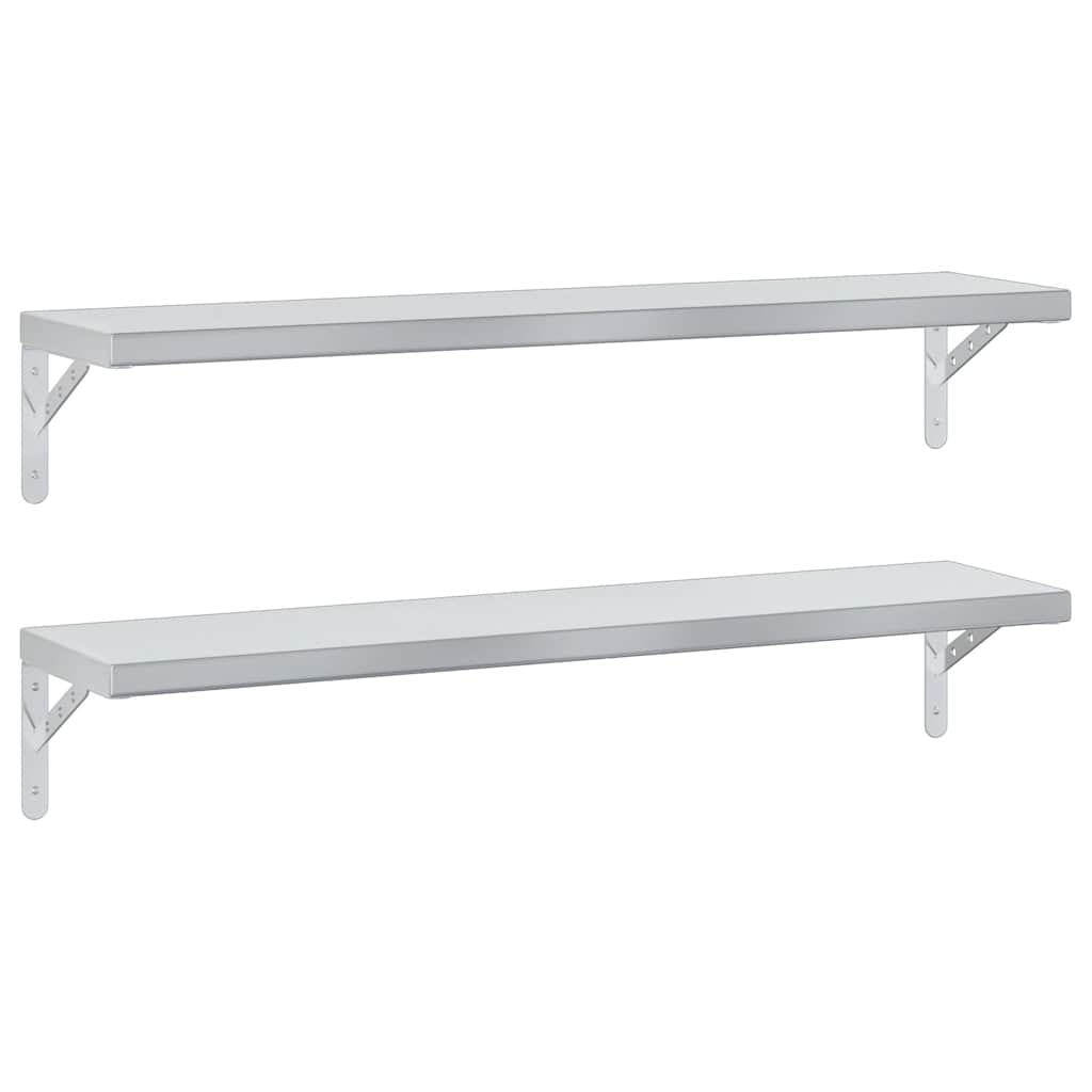 Wandregale 2 Stk. 100x40 cm Silbern Edelstahl