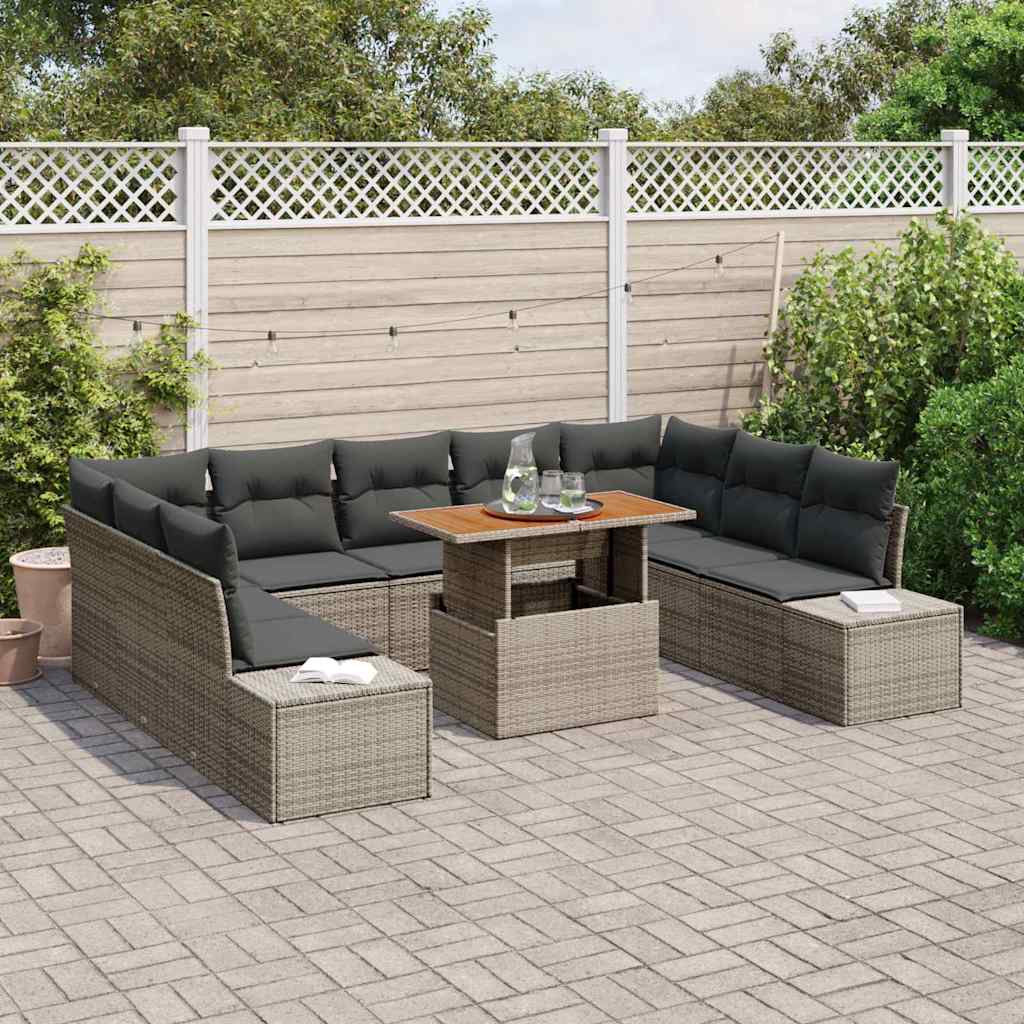 Garten Essgruppe mit Kissen 10 pcs Schwarz und Creme