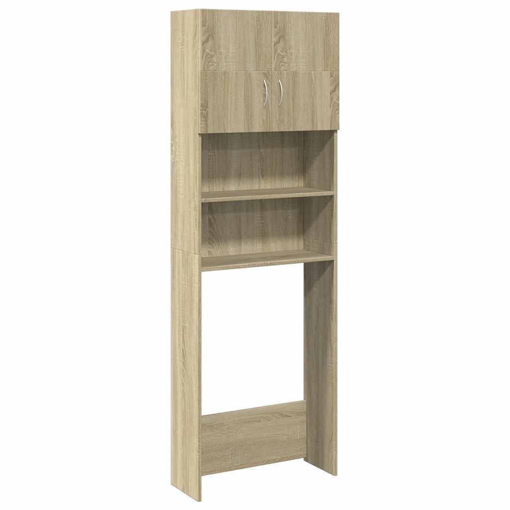 Waschmaschinenschrank Weiß 64x25,5x190 cm Holzwerkstoff