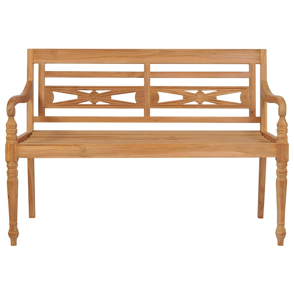 Batavia-Gartenbank mit Anthrazit Kissen 120 cm Teak Massivholz