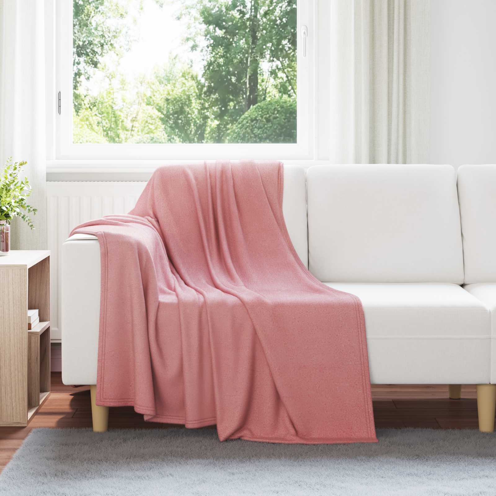 Überwurfdecke Beige 170 x 130 cm Fleece
