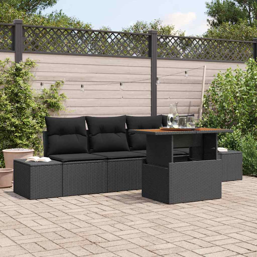 Garten Essgruppe mit Kissen 5 pcs Schwarz und Creme