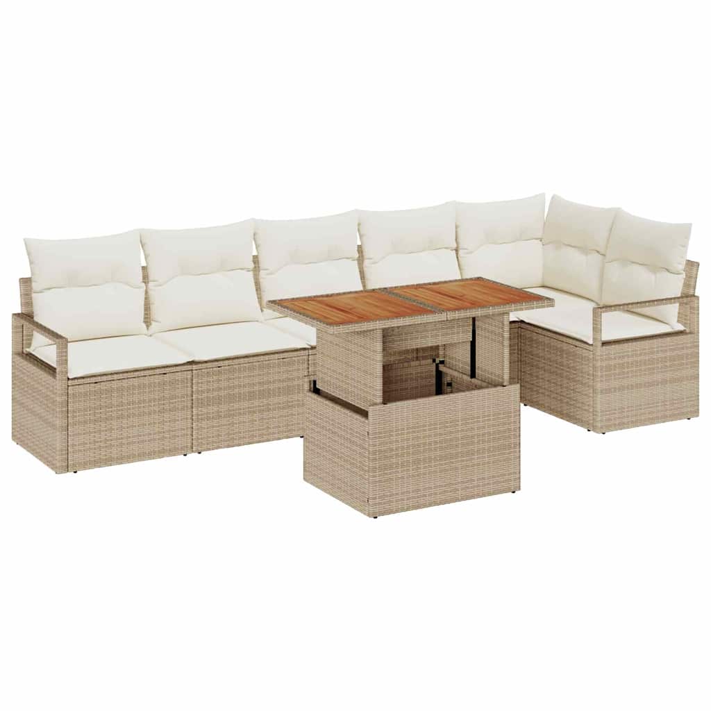 Garten Essgruppe mit Kissen 7 pcs Schwarz und Creme