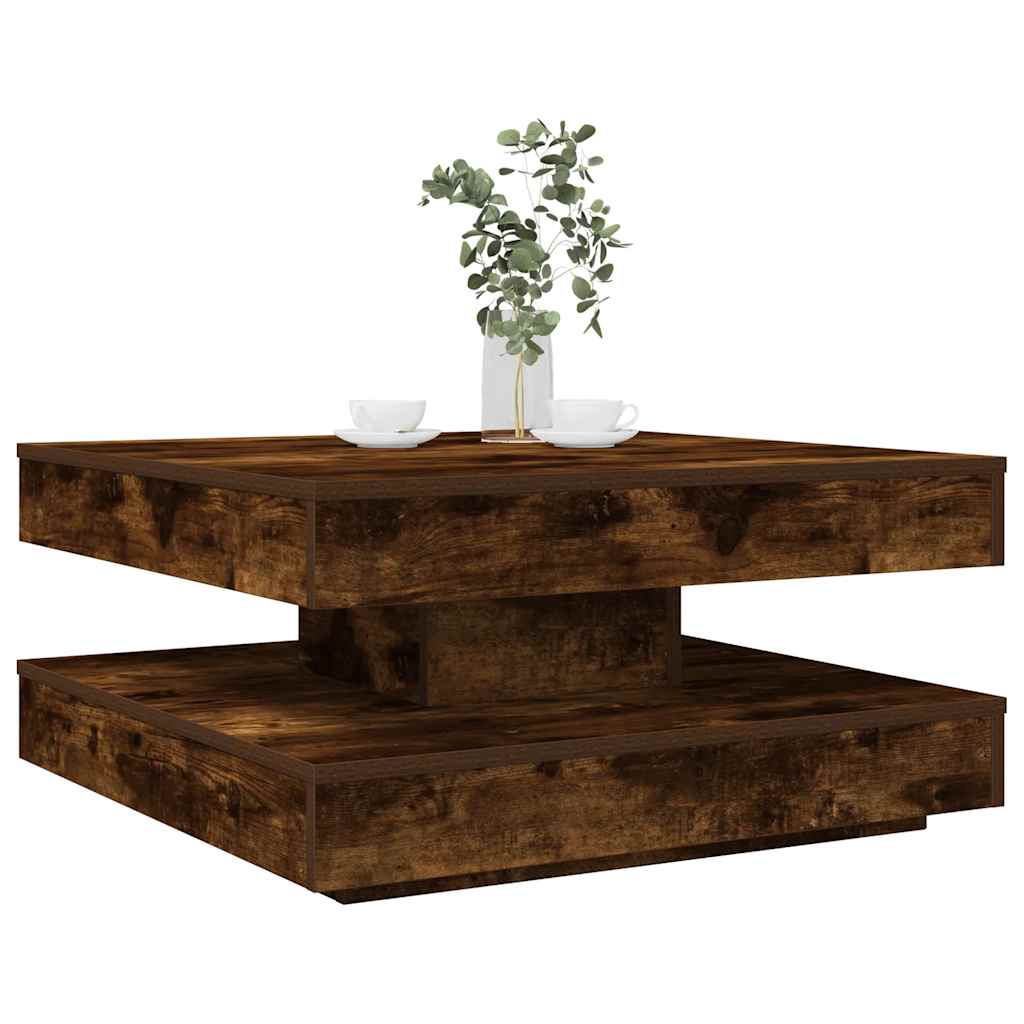 Couchtisch 360-Grad Drehbar Weiß 90x90x34,5 cm