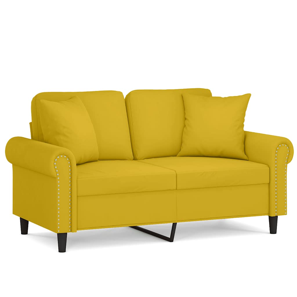 2-Sitzer-Sofa mit Zierkissen Dunkelgrün 120 cm Samt