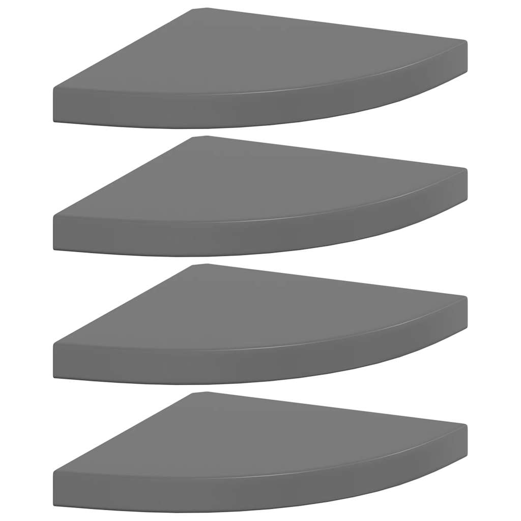 Schwebende Eckregale 2 Stk. Hochglanz-Weiß 25x25x3,8 cm MDF