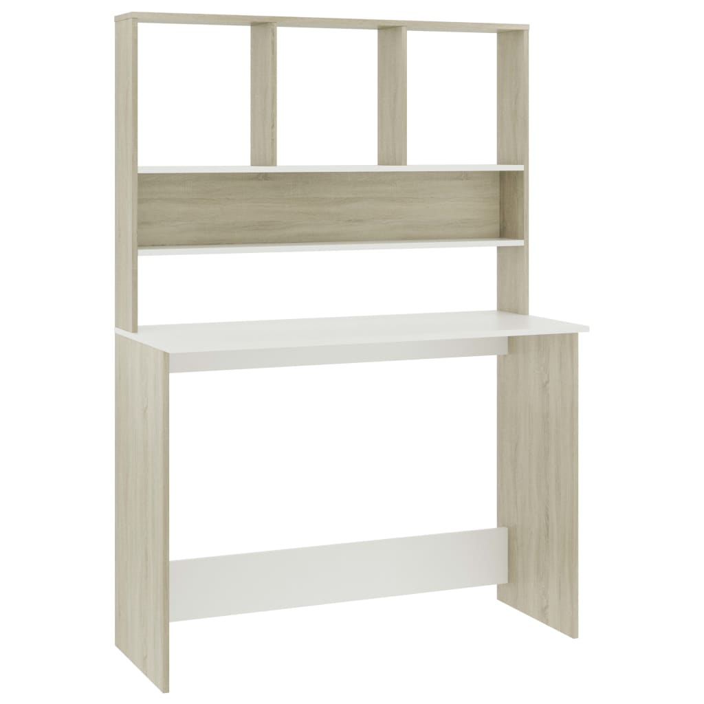 Schreibtisch mit Regalen Weiß 110x45x157 cm Holzwerkstoff