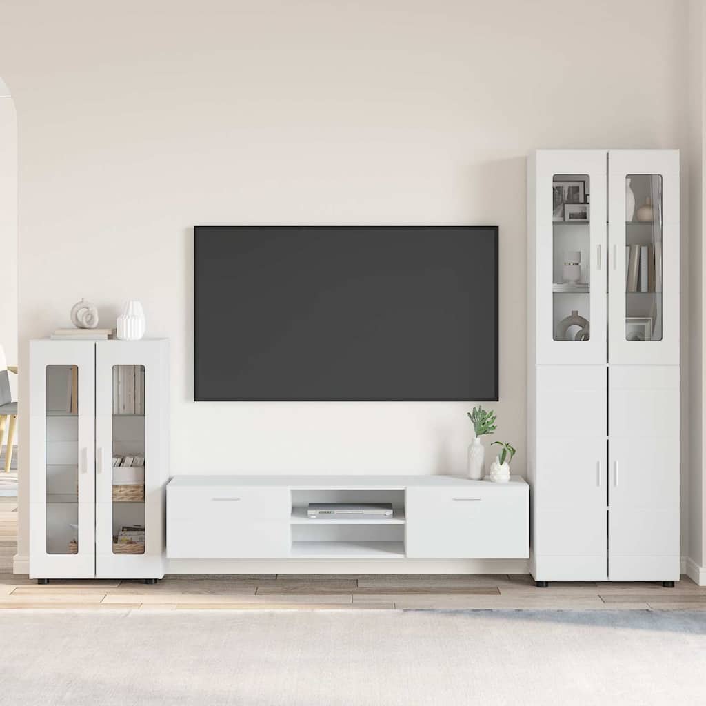 Highboard mit Regal FLORIN Weiß 60 x 35 x 182 cm Holzwerkstoff