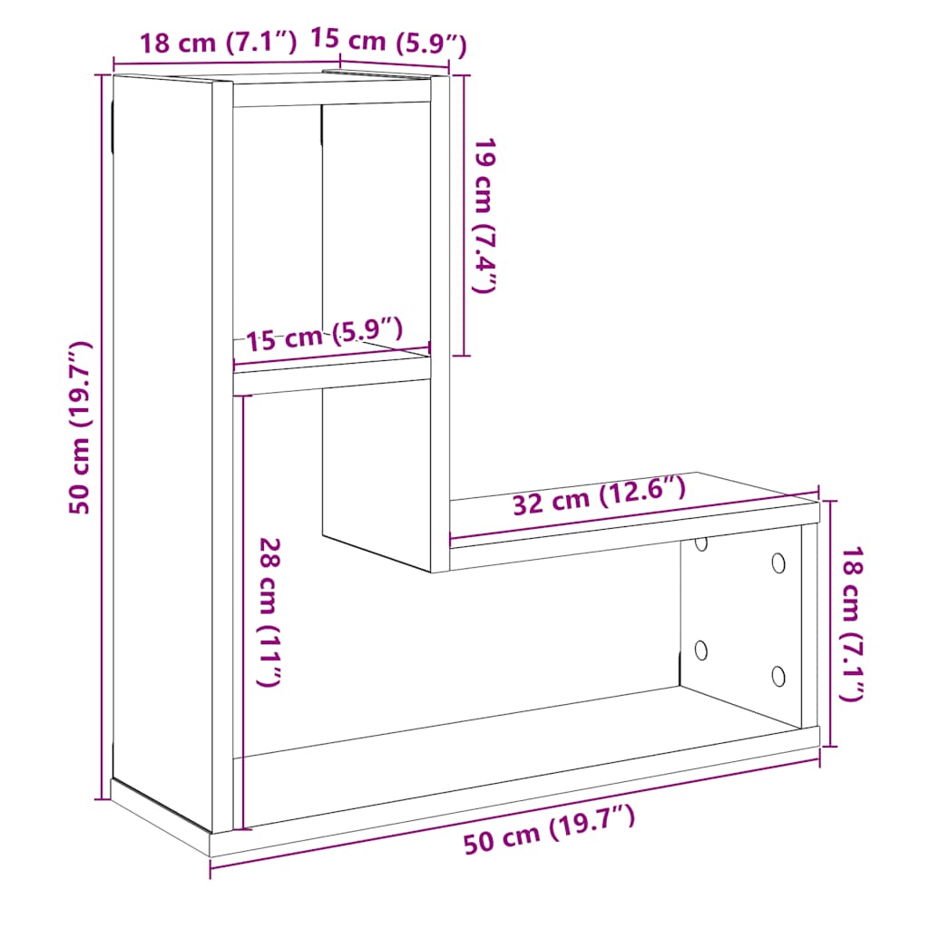 Wandregale 2 Stk. Weiß 50x15x50 cm Holzwerkstoff