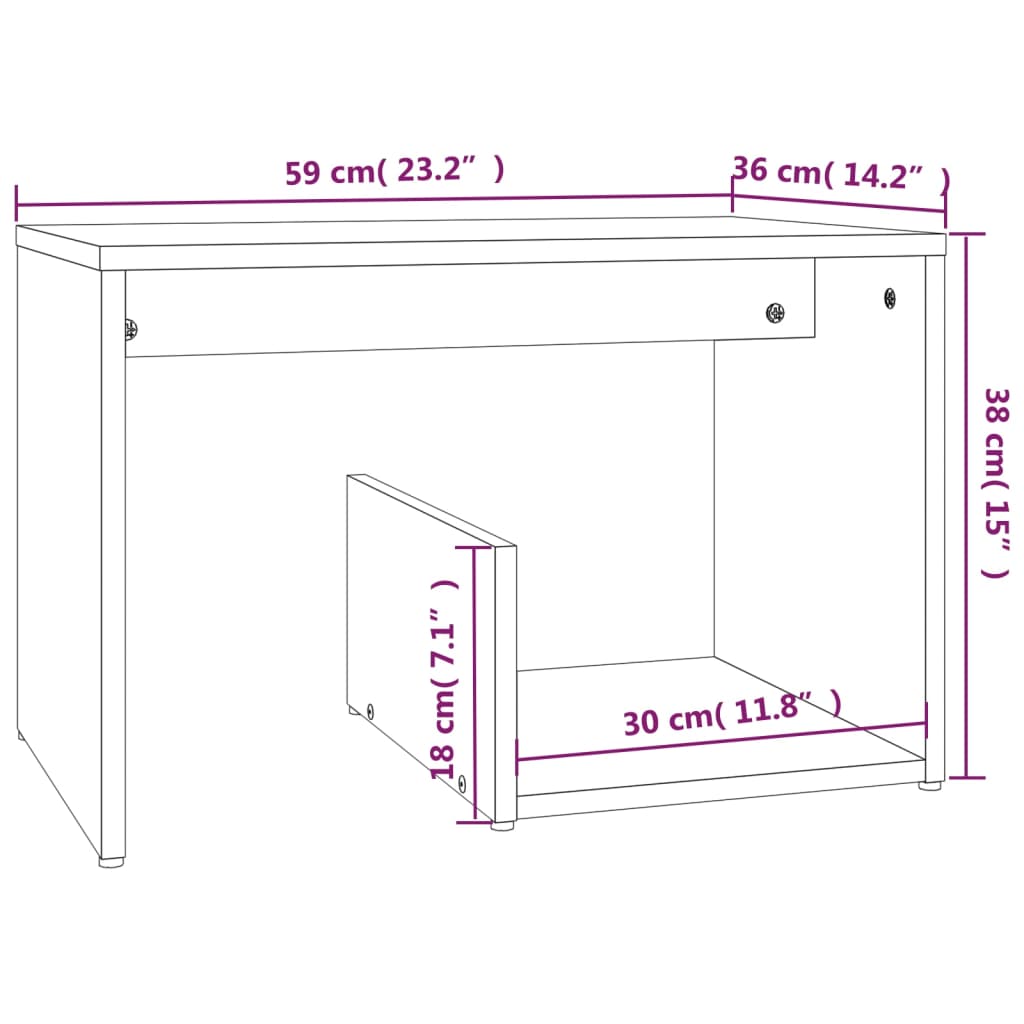 Beistelltisch Weiß 59x36x38 cm Holzwerkstoff