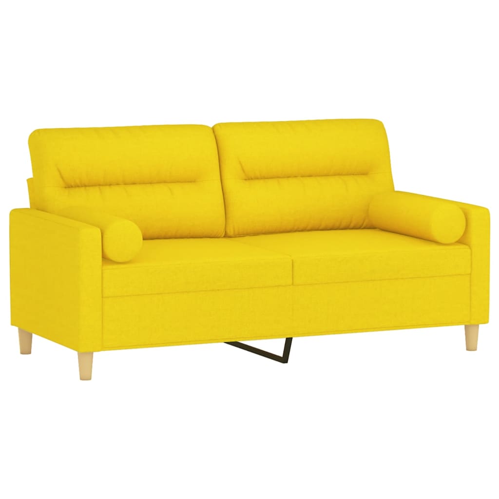 2-Sitzer-Sofa mit Zierkissen Braun 120 cm Stoff
