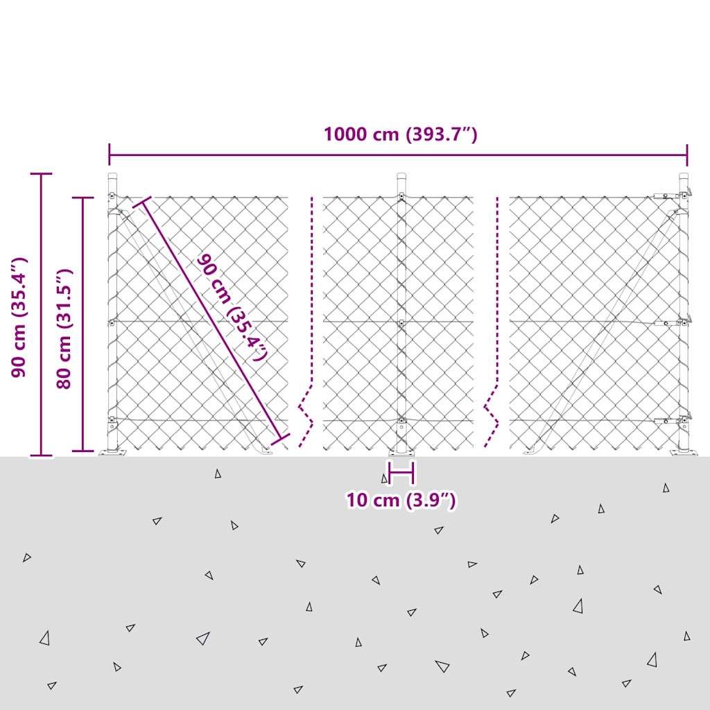 Outdoor Kettenglied-Zaun Erdfixierung 10 x 0,4 m Grün Netz
