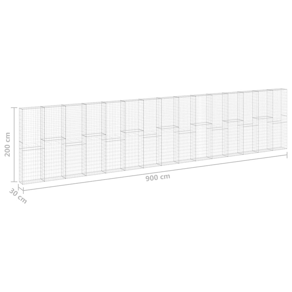 Gabionenwand mit Abdeckung Verzinkter Stahl 60x30x100 cm