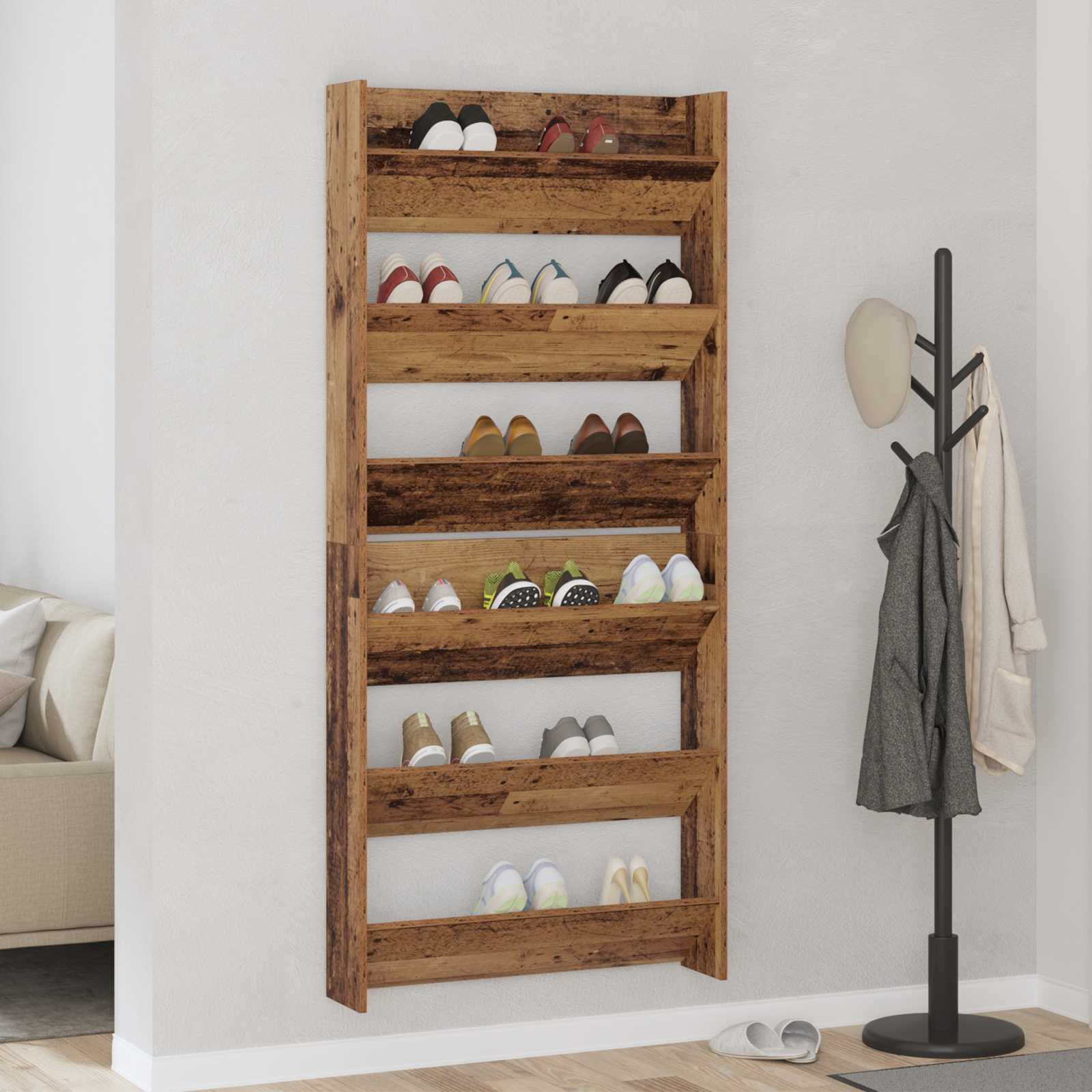Wand-Schuhschränke 4 Stk. Weiß 60x18x60 cm Holzwerkstoff