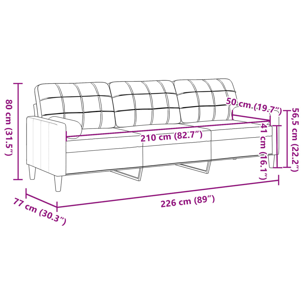 2-Sitzer-Sofa mit Zierkissen Hellgrau 120 cm Samt