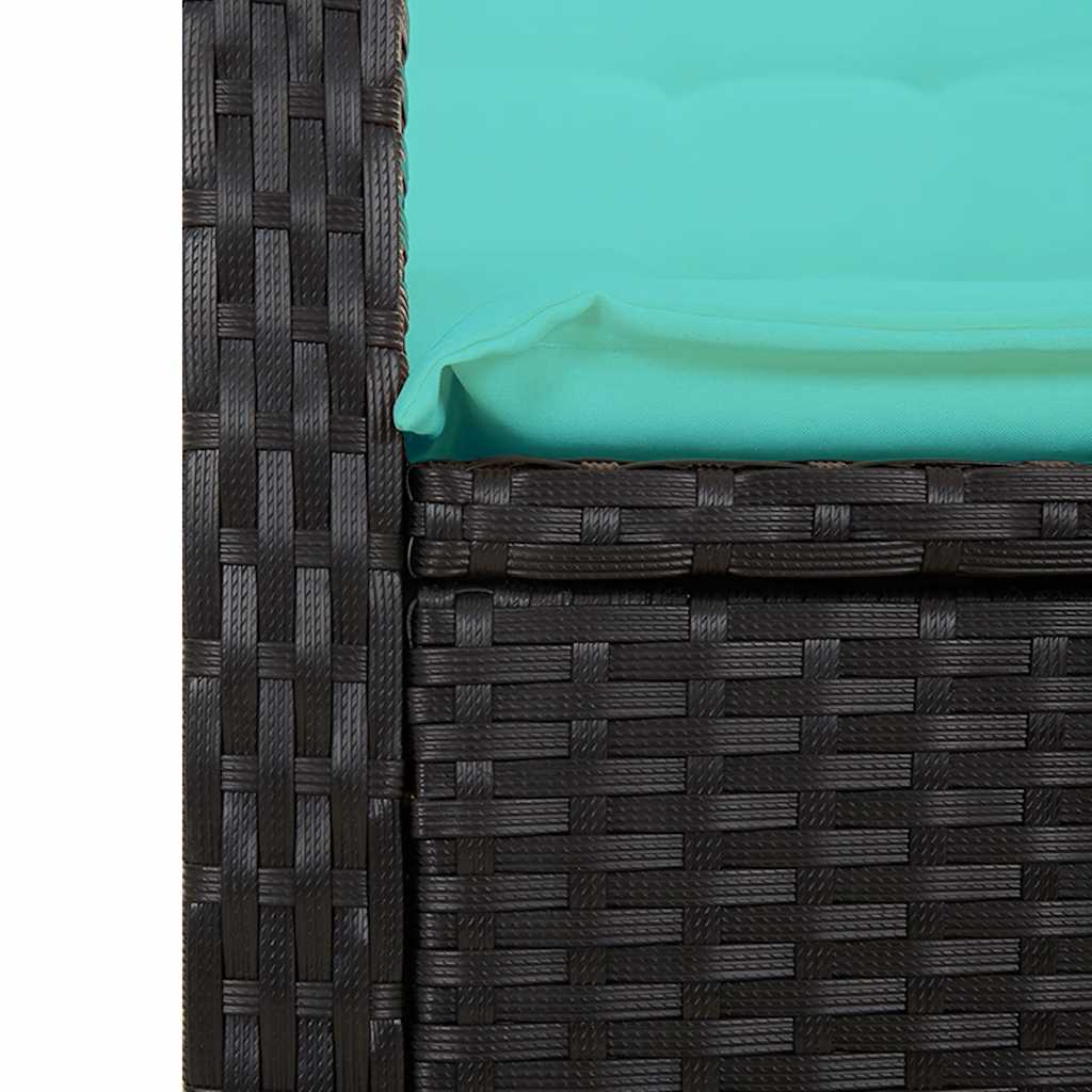 Gartenbank Verstellbar mit Kissen Braun Poly Rattan