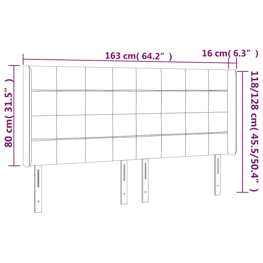 Kopfteil mit Ohren Dunkelblau 93x16x78/88 cm Samt