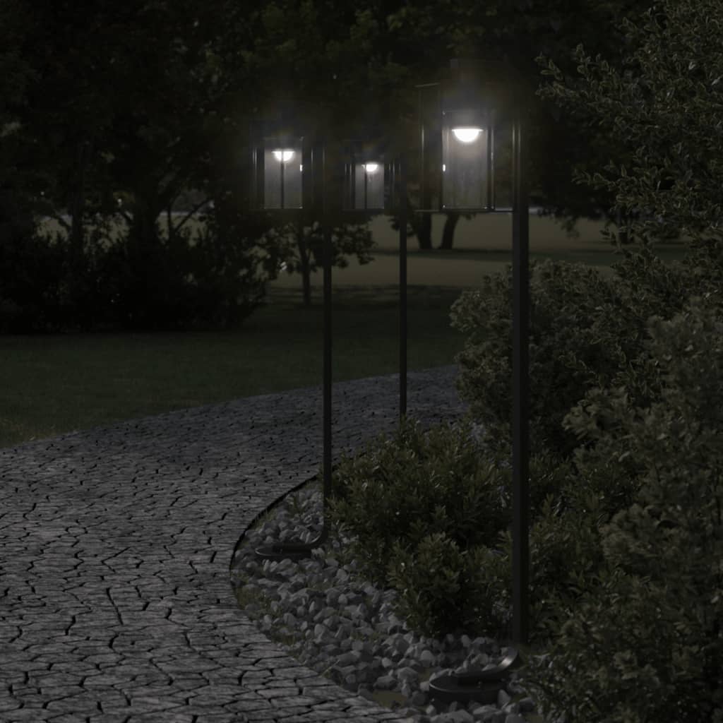 Wegeleuchten 3 Stk. Schwarz 60 cm Edelstahl