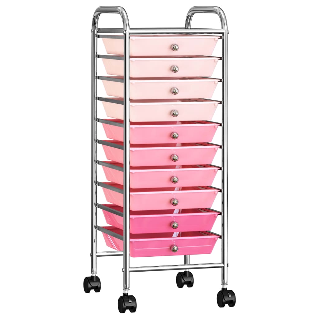 Schubladenwagen mit 4 Schubladen Rosa Kunststoff