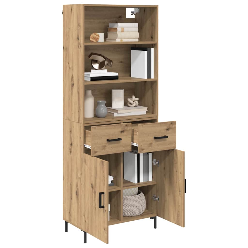 Highboard Hochglanz-Weiß 69,5x34x180 cm Holzwerkstoff