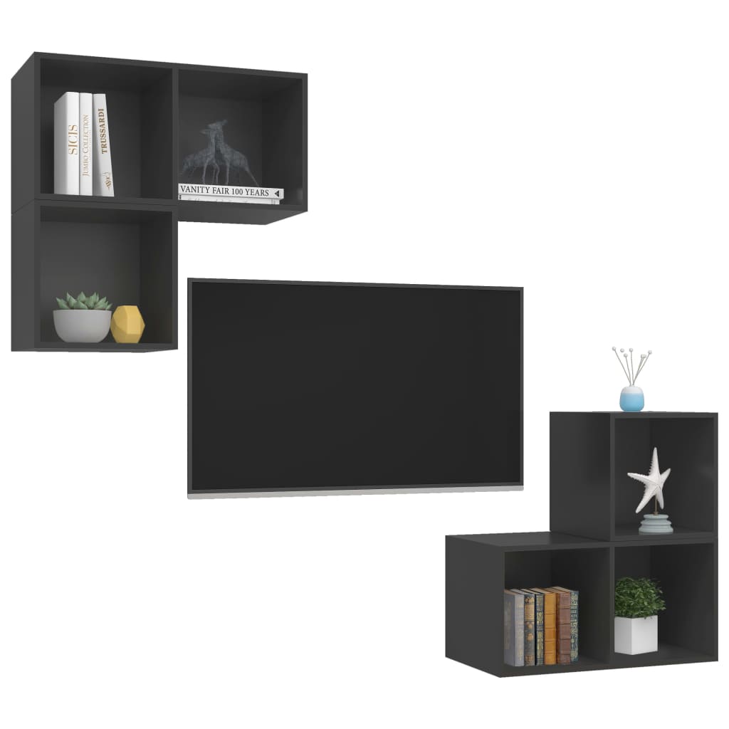 4-tlg. TV-Schrank-Set Weiß Holzwerkstoff