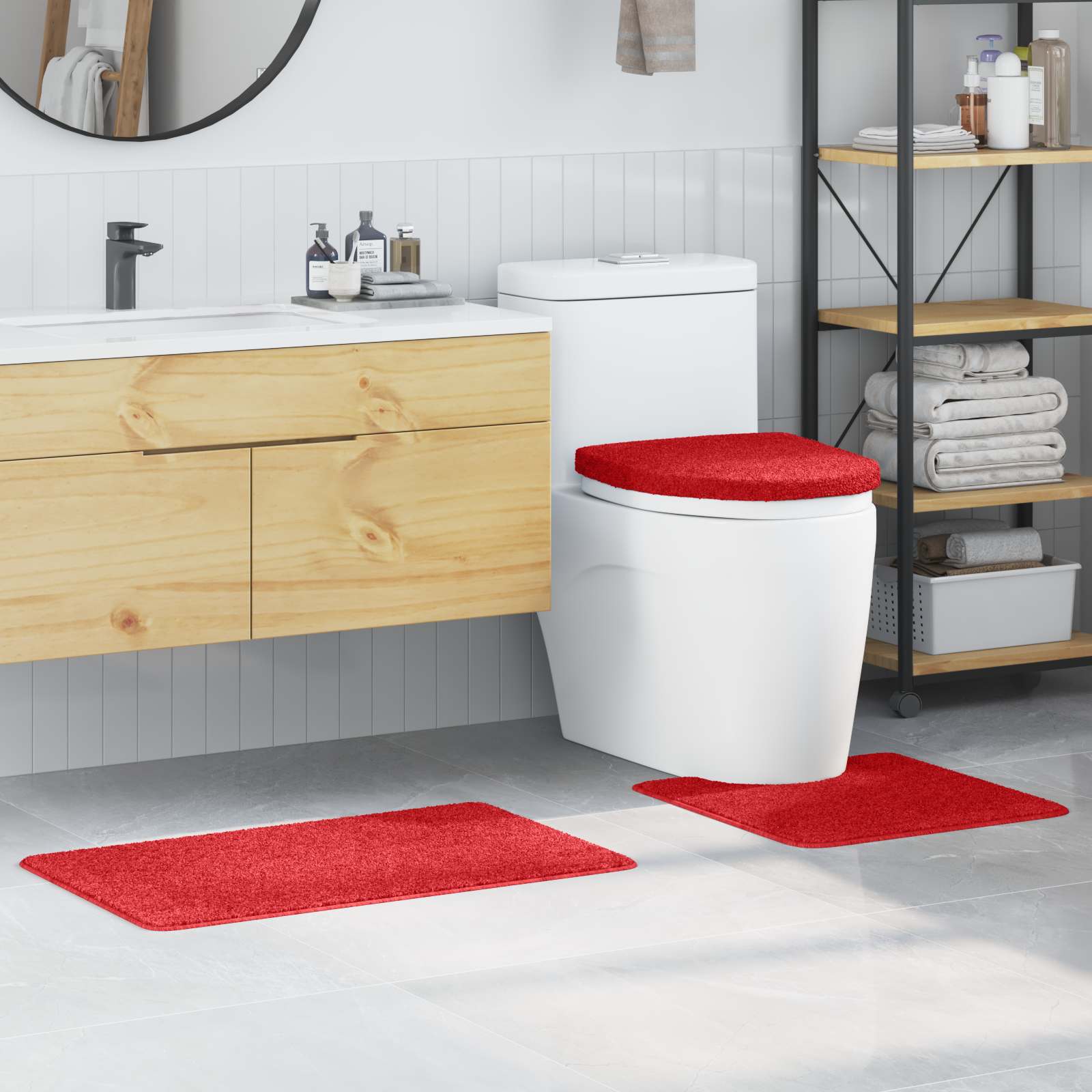 Anti-Rutsch Badematten-Set 3 pcs Grau PP