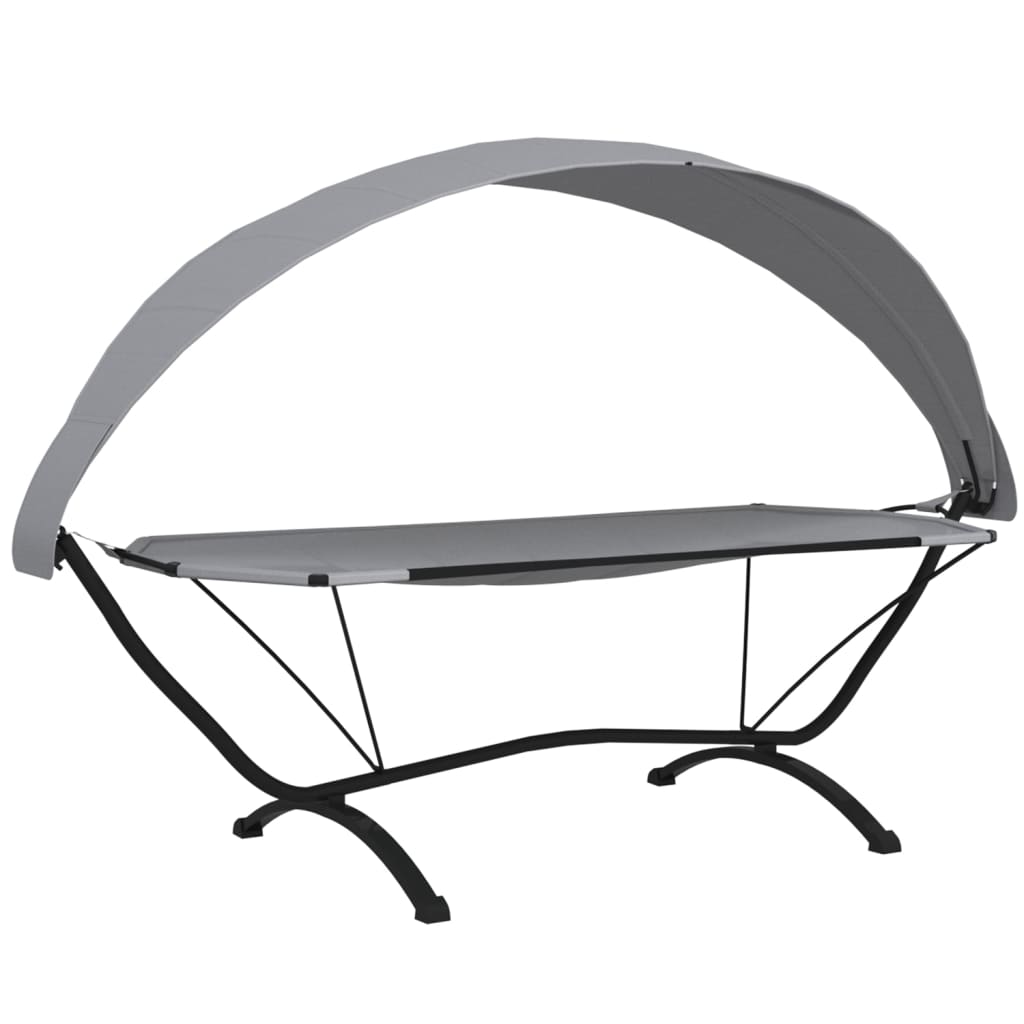 Outdoor-Loungebett mit Dach Schwarz Stahl und Oxford-Stoff