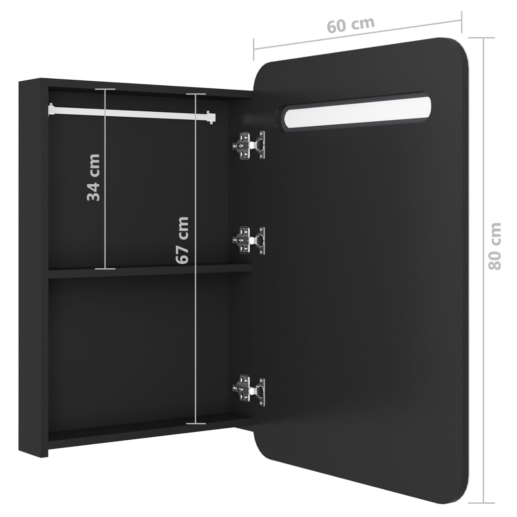 LED-Bad-Spiegelschrank Glänzendes Grau 60x11x80 cm