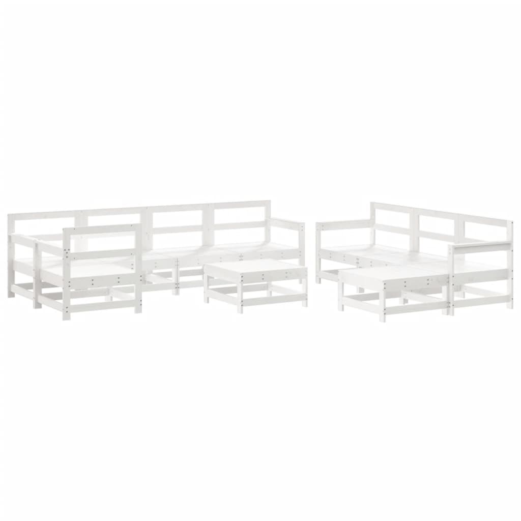 10-tlg. Garten-Lounge-Set mit Kissen Schwarz Massivholz