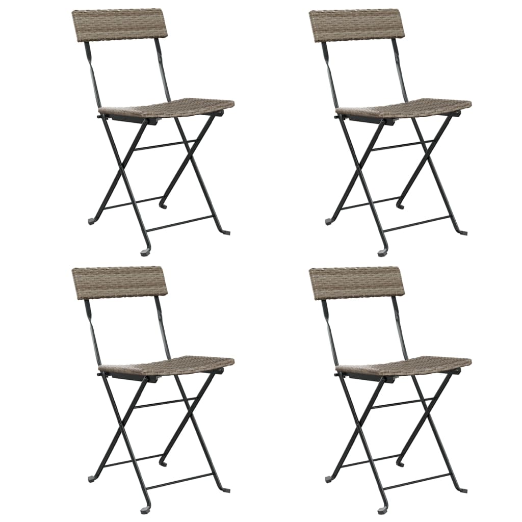 Bistrostühle 4 Stk. Klappbar Schwarz Poly Rattan und Stahl