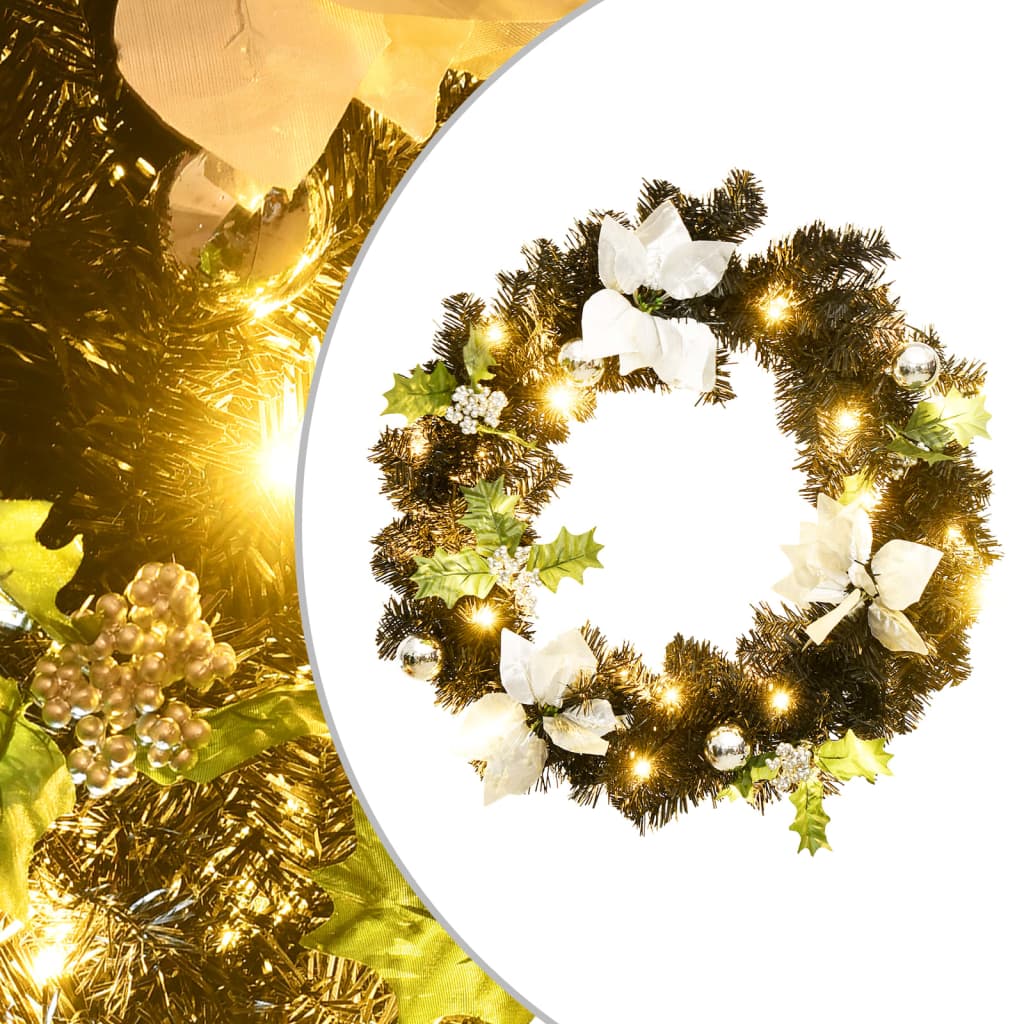Weihnachtskranz mit LED-Lichtern Grün 60 cm PVC