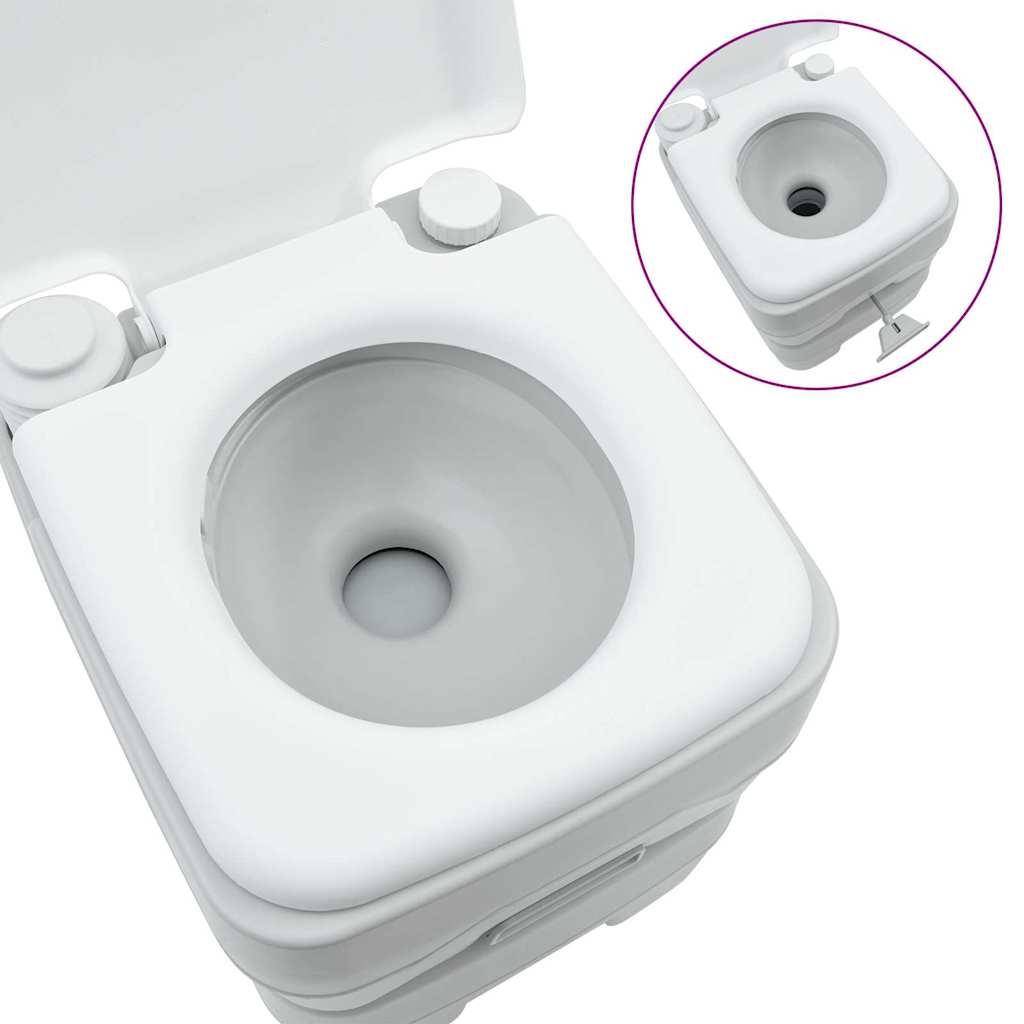 Camping-Toilette Grau und Weiß 41,5 x 36,5 x 30 cm Polyethylen