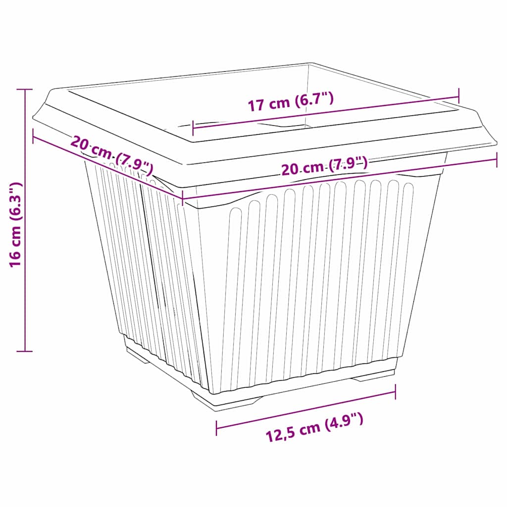 Blumentöpfe 6 pcs Ziegelrot 20 x 20 x 16 cm Kunststoff