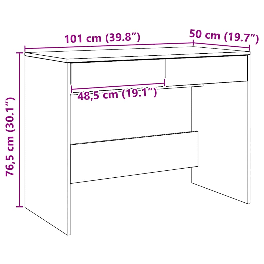 Schreibtisch Weiß 101x50x76,5 cm Holzwerkstoff