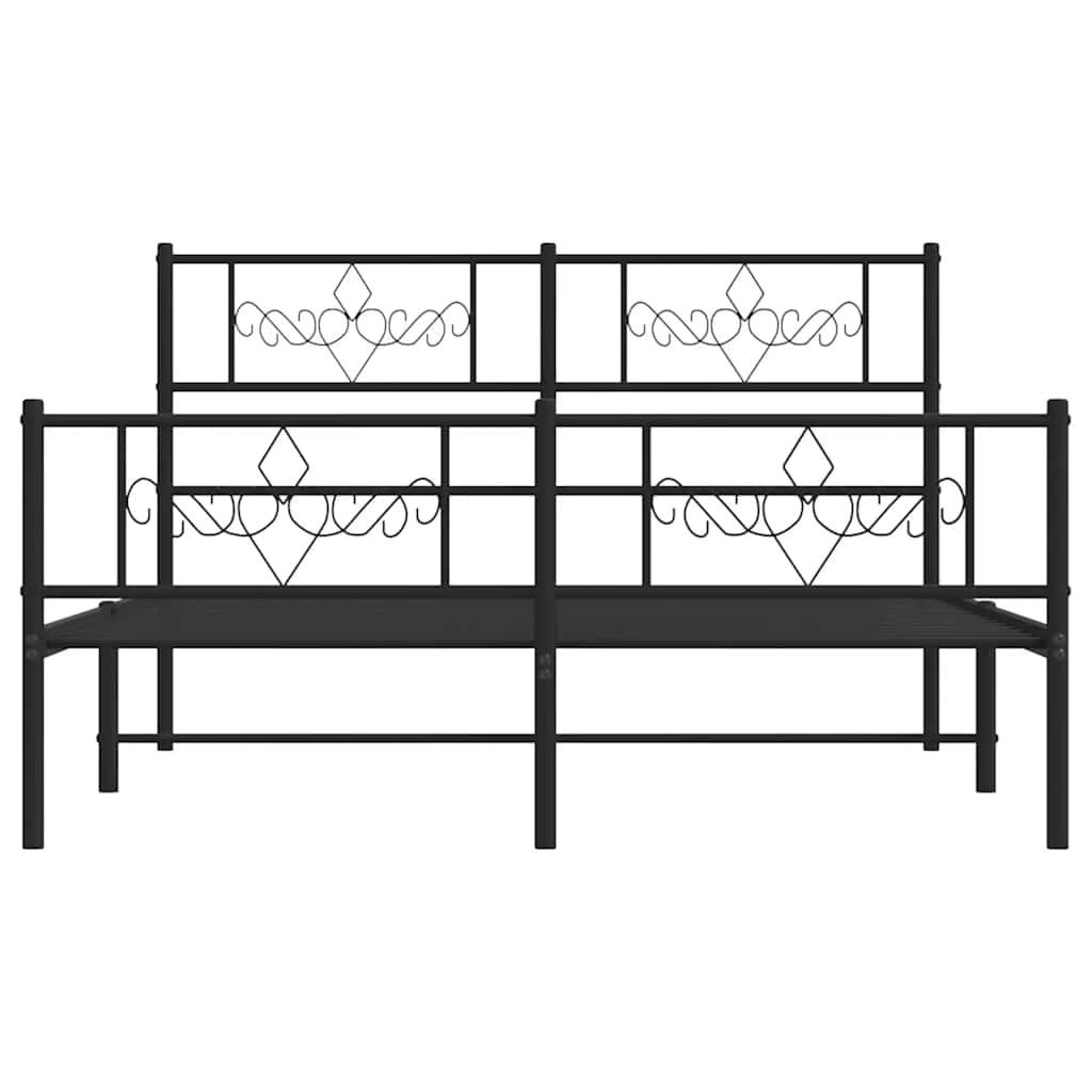 Bettgestell mit Kopfteil Metall Schwarz 100x190 cm
