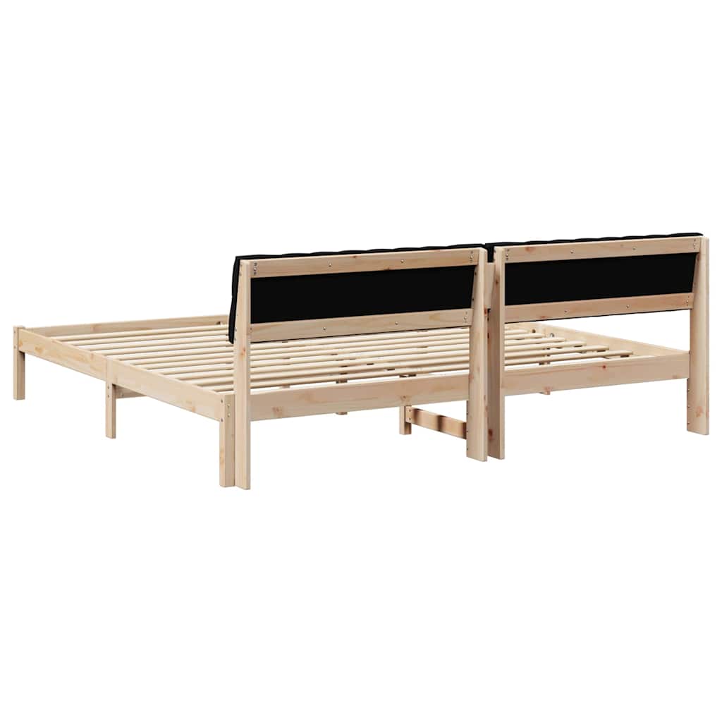 Bettgestell Braun und hellgrau 200 x 200 cm Massivholz Kiefer