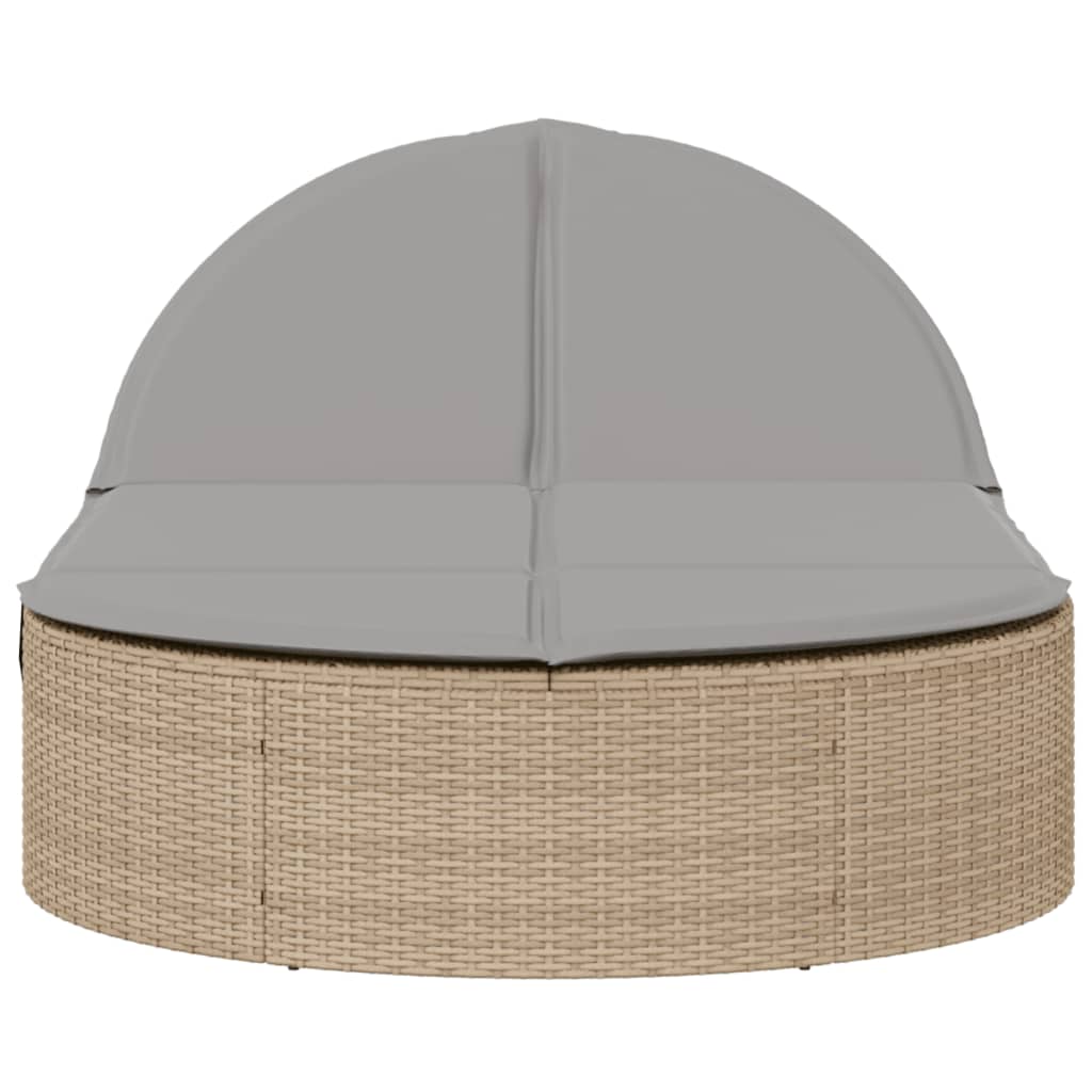 Doppel-Sonnenliege mit Kissen Schwarz Poly Rattan