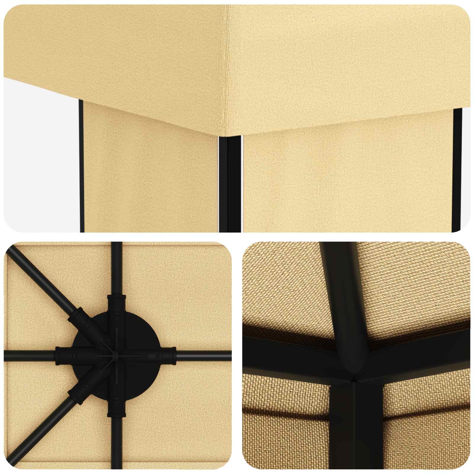 Garten Pavillon 6 x 3 m Beige Polyester und Stahl 190
