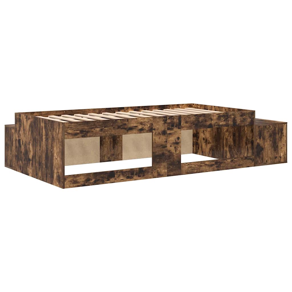 Aufbewahrungsbettgestell mit Speicher Weiß 80 cm Holzwerkstoff