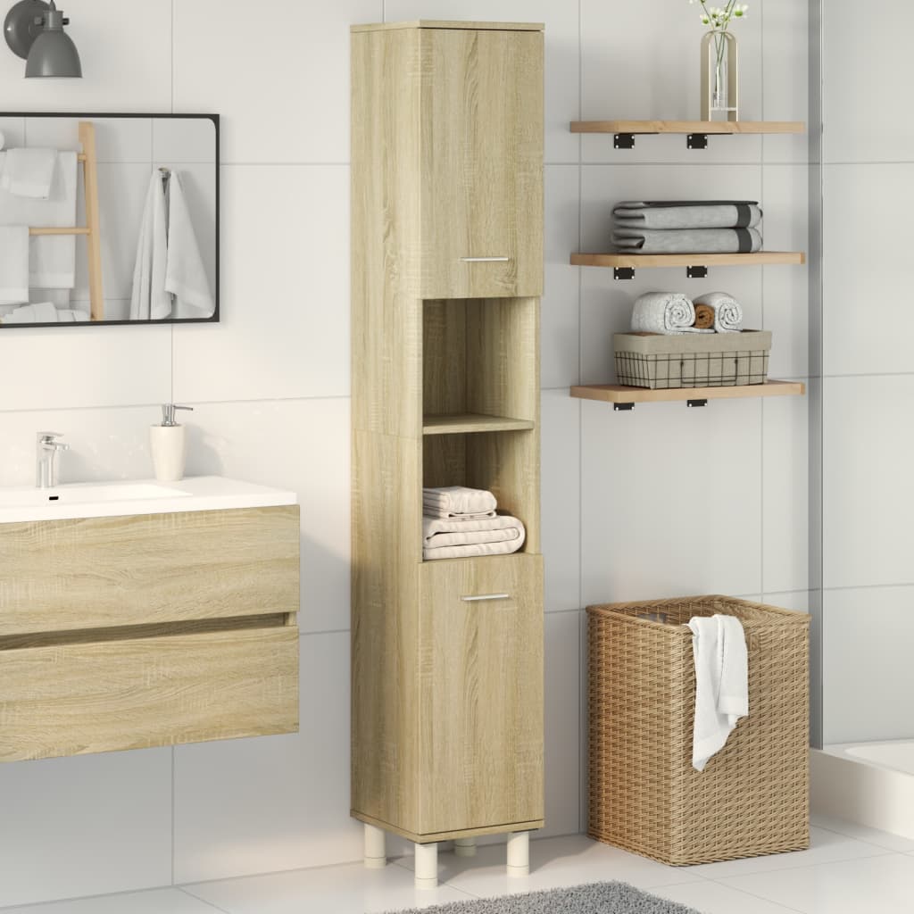 Badezimmerschrank Weiß 30x30x179 cm Holzwerkstoff