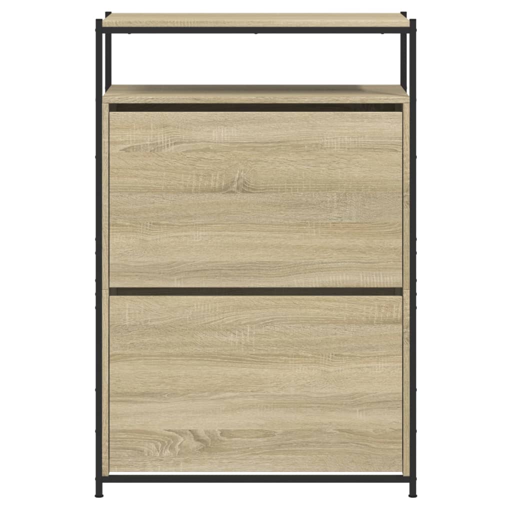 Schuhschrank mit 4 Klappen Sonoma-Eiche 100x34x112 cm