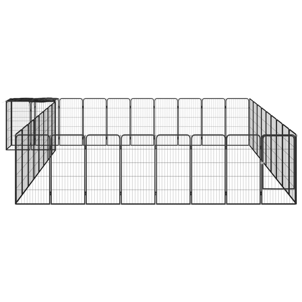 6-tlg. Hundelaufstall Schwarz 50x100cm Stahl Pulverbeschichtung
